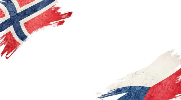 白を背景にノルウェーとチェコの国旗 — ストック写真